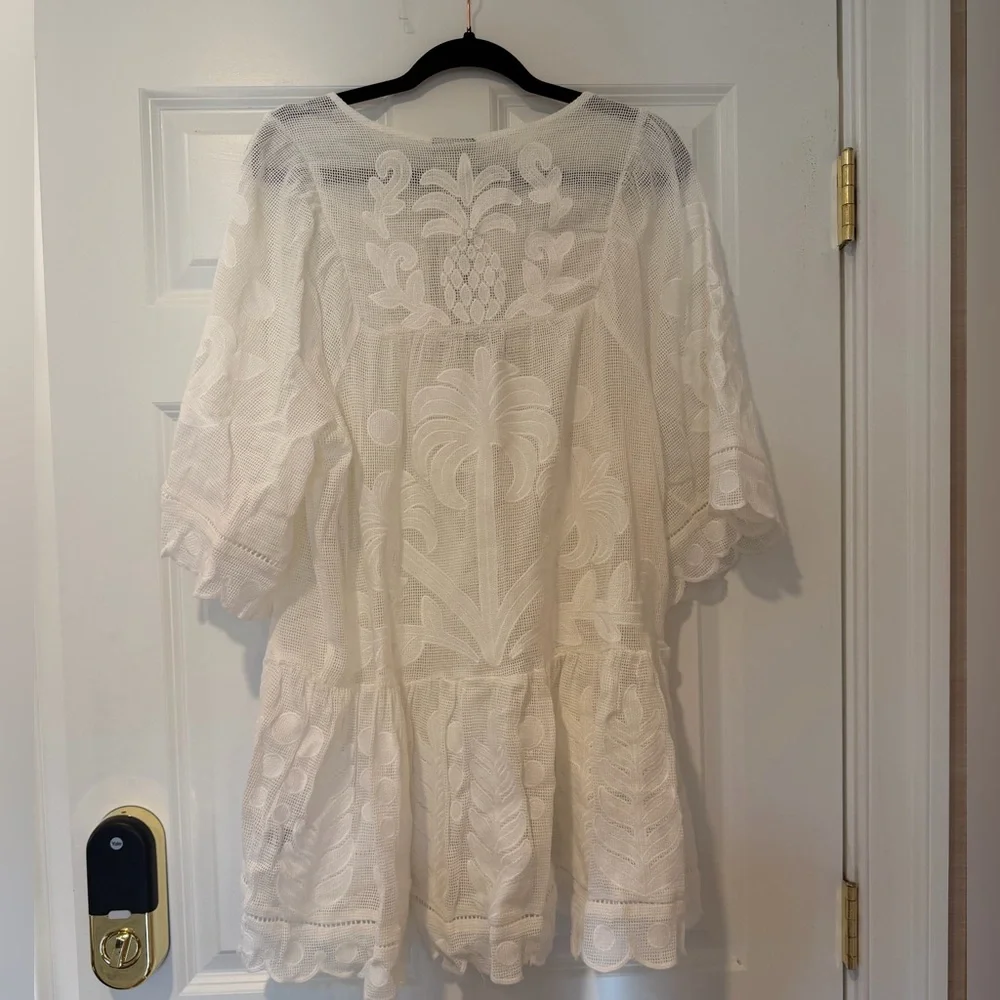 NWT Farm Rio Palm Tree Cutwork White Dress - Picture 9 of 9